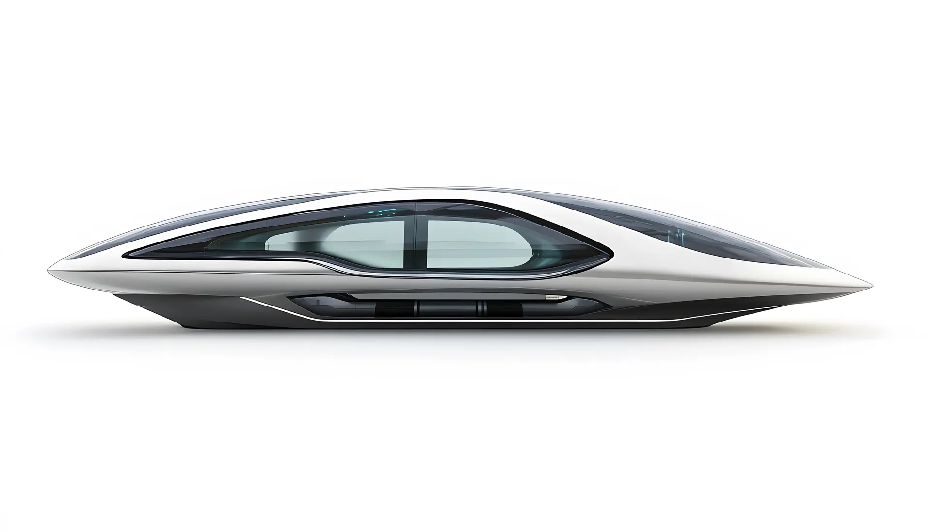 Concept render of a smooth single-volume vehicle canopy in side elevation on a white ground.
